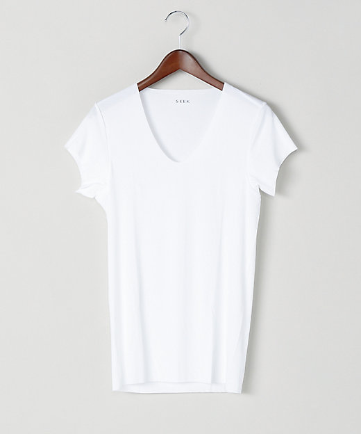  夏素材 UネックTシャツ 03・ホワイト アンダーシャツ