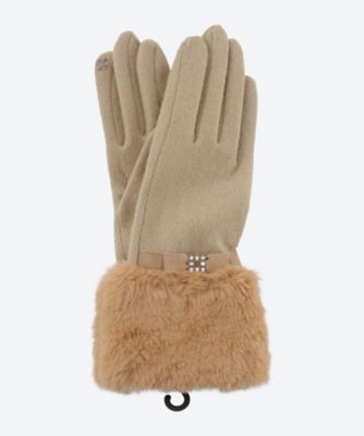 ★新品★ LANVIN ランバン カシミヤ100% ニット裏地付　手袋 レディース ブラック系