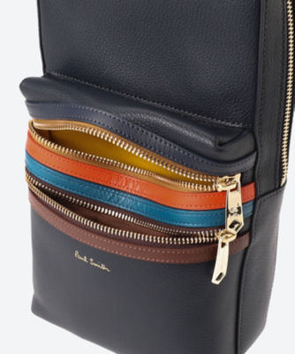 美品 Paul Smith シグネチャージップ ボディバッグ ネイビー ボディー