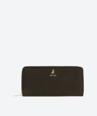 Paul Smith (Bagu0026SLG)/ポール・スミス マーケトリーストライプラビット23SS ラウンドジップ長財布 コラル 牛革 レディース 財布・マネークリップ