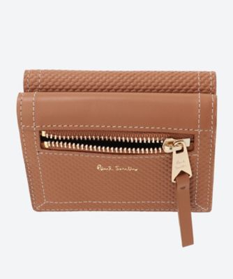 ポールスミス　極美品　三つ折り財布　ロゴ　ステッチ　マルチ　レザー　ホックボタン ポールスミス 極美品 三つ折り財布 ロゴ ステッチ マルチ レザー