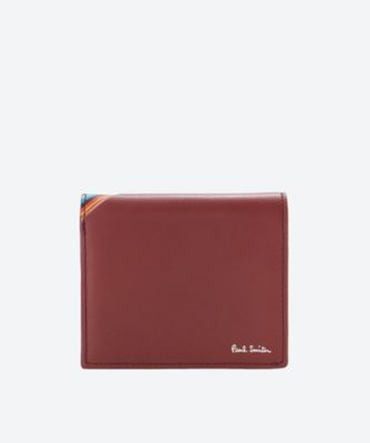 Paul Smith (Bagu0026SLG)/ポール・スミス シグネチャーストライプトライアングル 二つ折りミニ財布 BPS783 ブリック 牛革/羊革 メンズ 財布・マネークリップ