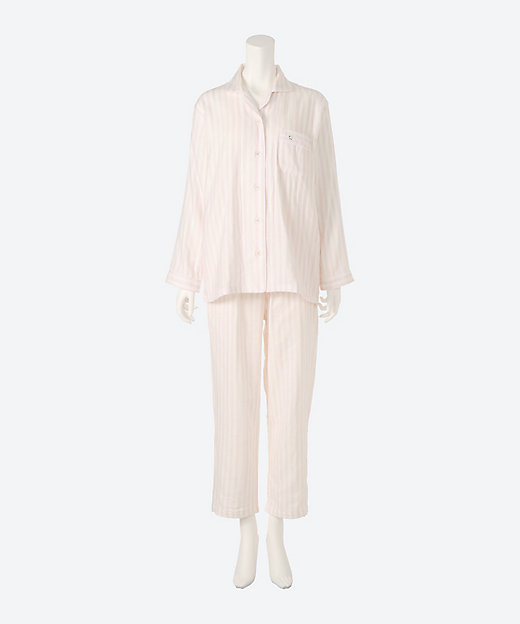 ＜三越伊勢丹/公式＞ ラボ 婦人ガーゼシャツパジャマ ストレッチ雲ごこち ストライプ ピンク ルームウェア画像