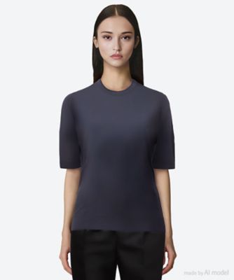 JOHN SMEDLEY 英国製 半袖クルーネックボーダーニット M グレー