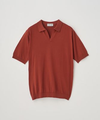 ＜JOHN SMEDLEY (Men)＞スキッパーネック半袖コットンニットプルオーバー３０Ｇ　ＭＯＤＥＲＮ　ＦＩＴ　ＳＹＲＥＳ
