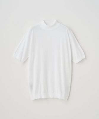 モックネック半袖コットンニットＴシャツ３０Ｇ　ＭＯＤＥＲＮ　ＦＩＴ　ＡＲＢＥＲ