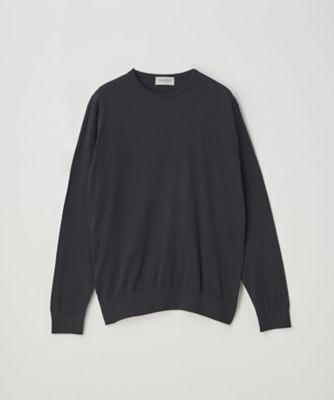 クルーネック クルーネック長袖コットンニットプルオーバー 30G