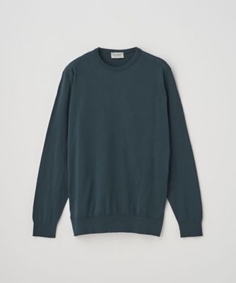 クルーネック クルーネック長袖コットンニットプルオーバー 30G