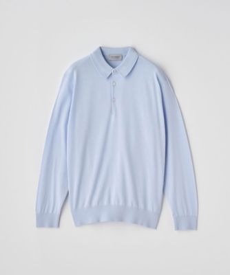 Kyoma John Smedley ポロ 長袖 コットン M 青 JOHN SMEDLEY（ジョンスメドレー） 長袖 ポロシャツ BRADWELL シー