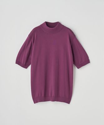 モックネック半袖コットンニットTシャツ 30G MODERN FIT