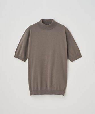 モックネック半袖コットンニットTシャツ 30G MODERN FIT
