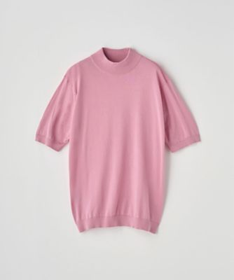 モックネック半袖コットンニットTシャツ 30G MODERN FIT