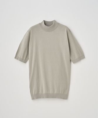 モックネック半袖コットンニットTシャツ 30G MODERN FIT