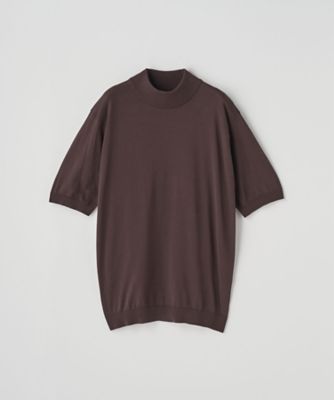モックネック半袖コットンニットTシャツ 30G MODERN FIT