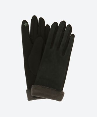 アニエスベー　手袋　レザー　黒　スマホ対応　ファー　２１センチ ABジャージ手袋 2131AB335L | agnes b. (Women