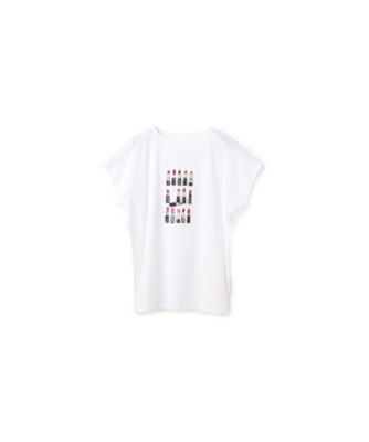【SALE】イナバ コットンライトスムースリップスティック柄Tシャツ ホワイト トップス