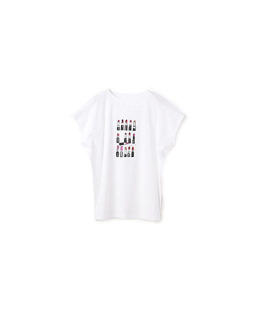 【SALE】イナバ コットンライトスムースリップスティック柄Tシャツ ホワイト トップス
