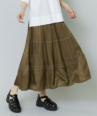 YLEVE アセテートツイルプリーツスカート 