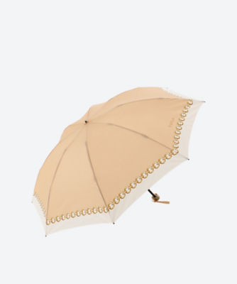  耐風 チェーン柄 雨用ミニ傘 ベージュ 傘・日傘