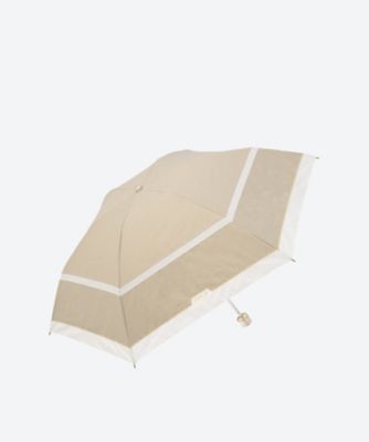 晴雨兼用折りたたみ傘　ポリエステル５０デニールシャンブレー×綿ブロード切継＆刺繍＆グログラン　２２－１３５－１２１２２－０２