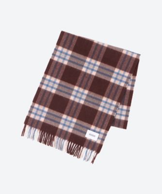 カシミヤ100％紡毛チェックマフラー 2443152044