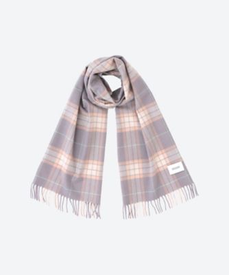 カシミヤ100％紡毛チェックマフラー 2443152044