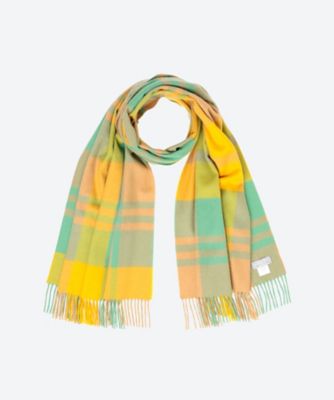Joshua Ellis/ジョシュアエリス Primary Black Watch カシミヤチェックストール 2400352262 Applemint/Yellow 61 スカーフ・ショール【三越伊勢丹/公式】