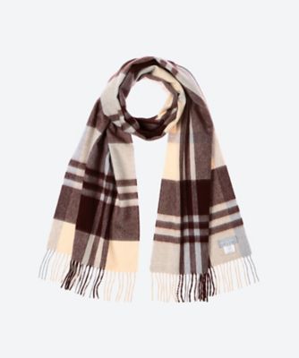 Joshua Ellis/ジョシュアエリス Primary Black Watch カシミヤチェックマフラー 2400352269 Frothy/Burgundy 24 スカーフ・ショール【三越伊勢丹/公式】