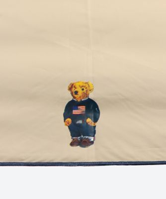 晴雨兼用折りたたみ傘 無地×BEARプリント×オーバーロック