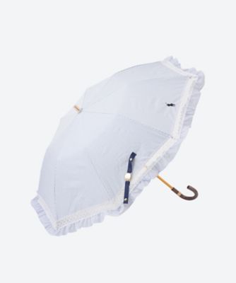 ＜POLO RALPH LAUREN WOMENS (Women)＞晴雨兼用折りたたみ傘　Ｔ／Ｃ先染めストライプ×フリル　２２１１９１２３４３―５