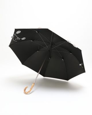 BURBERRY 晴雨兼用 長傘 ブラック 花柄アップリケ 刺繍 木製ハンドル 晴雨兼用長傘アップリケ刺繍 | HANWAY/ハンウェイ | 三越伊勢丹