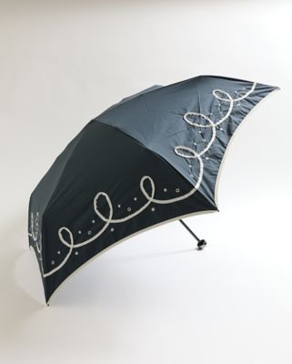 GQ1346◇Reminiscence : ヴィンテージ ロゴ刺繍 サテン 晴雨兼用楽ミニ傘サテンリボン | HANWAY/ハンウェイ | 三越伊勢丹