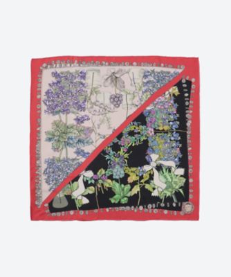 【新品】SWASH LONDON シルクツイルプリントスカーフ 花柄 レッド 68 シルクツイル インクジェットプリントスカーフ