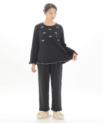 ＜Narue (Women)＞★スムース　無地リボンパジャマ