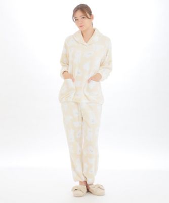 ＜Narue (Women)＞★スノーパウダー　しろくま柄ショールカラーパジャマ