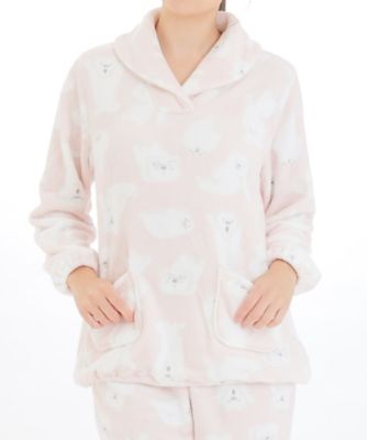 新品63395　63381 ナルエースノーパウダーしろくまショールカラーパジャマ ☆スノーパウダー しろくま柄ショールカラーパジャマ | Narue