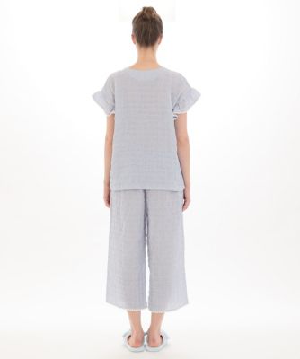 シャーリングWガーゼ表ジャカードフリルスリーブパジャマ | Narue