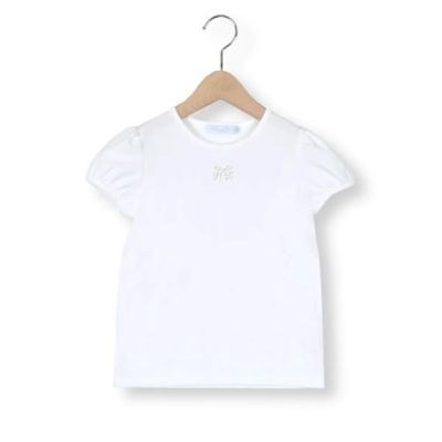 ラインストーンリボン付きベア天竺半袖Ｔシャツ