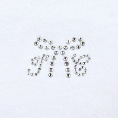 ラインストーンリボン付きベア天竺半袖Ｔシャツ