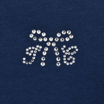 ラインストーンリボン付きベア天竺半袖Ｔシャツ