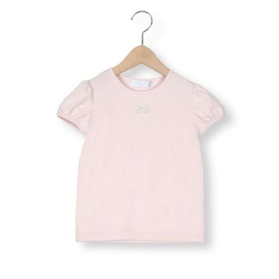 ラインストーンリボン付きベア天竺半袖Ｔシャツ
