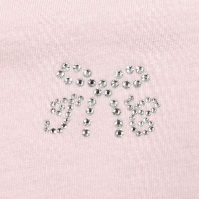 ラインストーンリボン付きベア天竺半袖Ｔシャツ