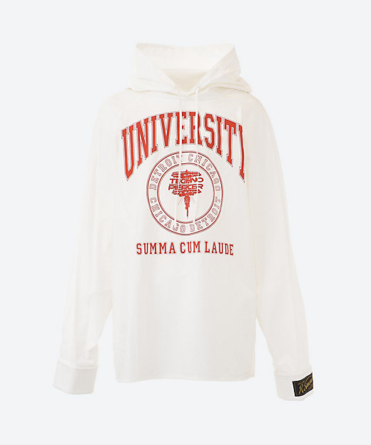 【SALE】フーディシャツ Hoodie in shirting fabric University 221-180A 10WHITE トップス
