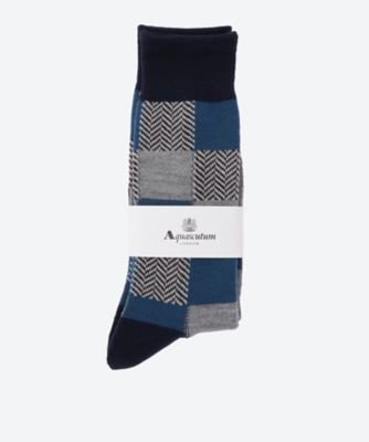 ＜Aquascutum (Men雑貨etc)＞【靴下おまとめ】アクアスキュータム　ニューライン　パネルブロックソックス
