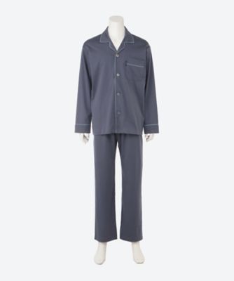 Aquascutum (Men雑貨etc)/アクアスキュータム パジャマ 60スムース無地 0126414396 ネイビー M 綿100% メンズ