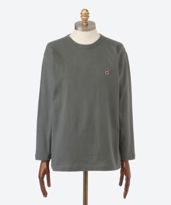 長袖丸首Ｔシャツ　甘撚天竺　バッキンガムベアワッペン　０１１３８２４０２０