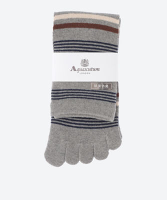 ＜Aquascutum (Men雑貨etc)＞【靴下おまとめ】５本指ボーダークルーソックス　０１６３２４４４０９