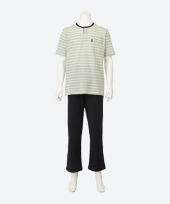Aquascutum (Men雑貨etc)/アクアスキュータム パジャマ　シルキーコットン鹿の子ボーダーヘンリー　０１２６６１５１６０