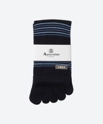 ＜Aquascutum (Men雑貨etc)＞【靴下おまとめ】カジュアルソックス　５本指マルチボーダークルー　０１６３２４５４１４