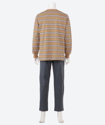 パジャマ 40／2天竺ボーダークルー＋無地パンツ